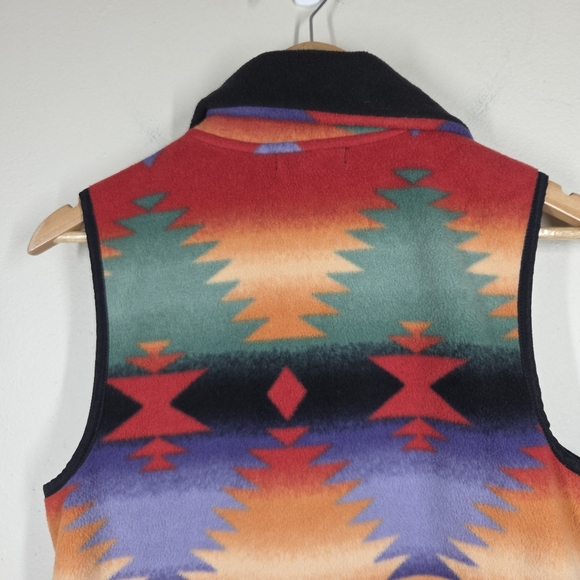Chaps Sport Ralph Lauren Aztec Southwest Full Zip Fleece Vest Small Pockets - Picture 7 of 8